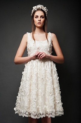 LACE BOW DRESS - Ecru